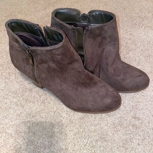 Style & Co Brown Ankle Booties with Side Zippers